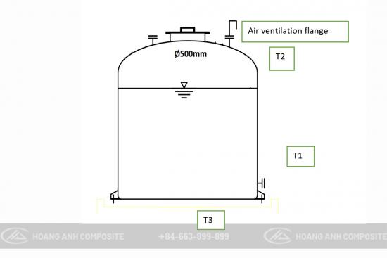 FRP CHEMICAL TANK - V = 3.000L