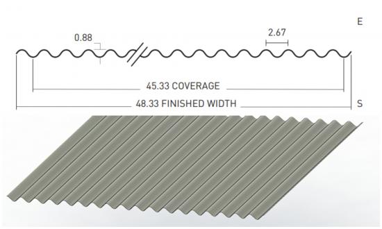 Corrugated FRP Sheet 2.67" x 7/8 "