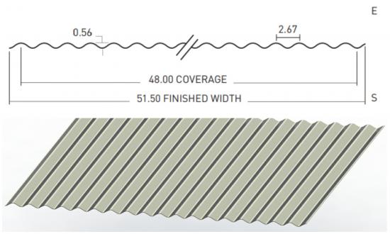 Corrugated FRP Sheet 2 1/2" x 1/2 "