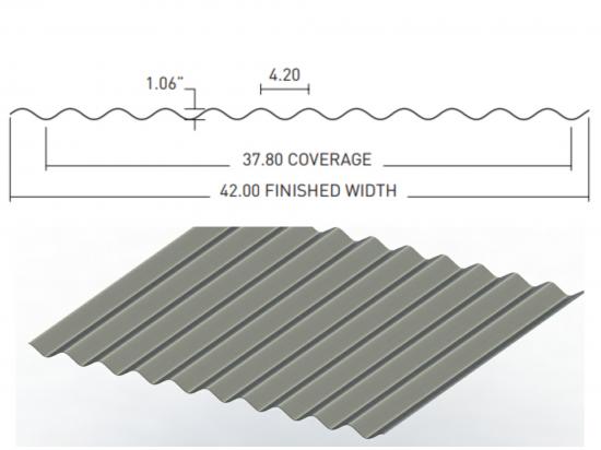 Corrugated FRP Sheet 4.2" x 1 1/16"