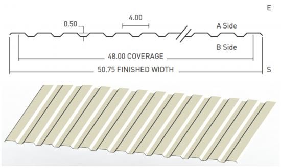 Corrugated FRP Sheet 4" x 1/2"