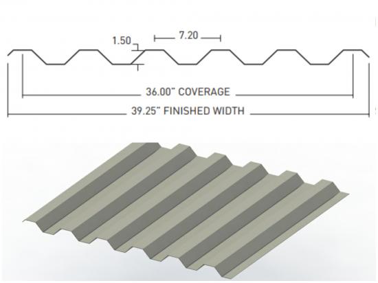 Corrugated FRP Sheet 7.2" x 1.5"