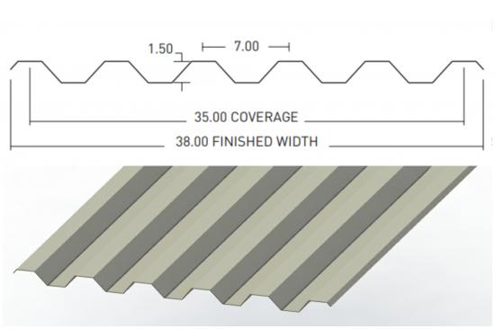 Corrugated FRP Sheet 7" x 1.5"